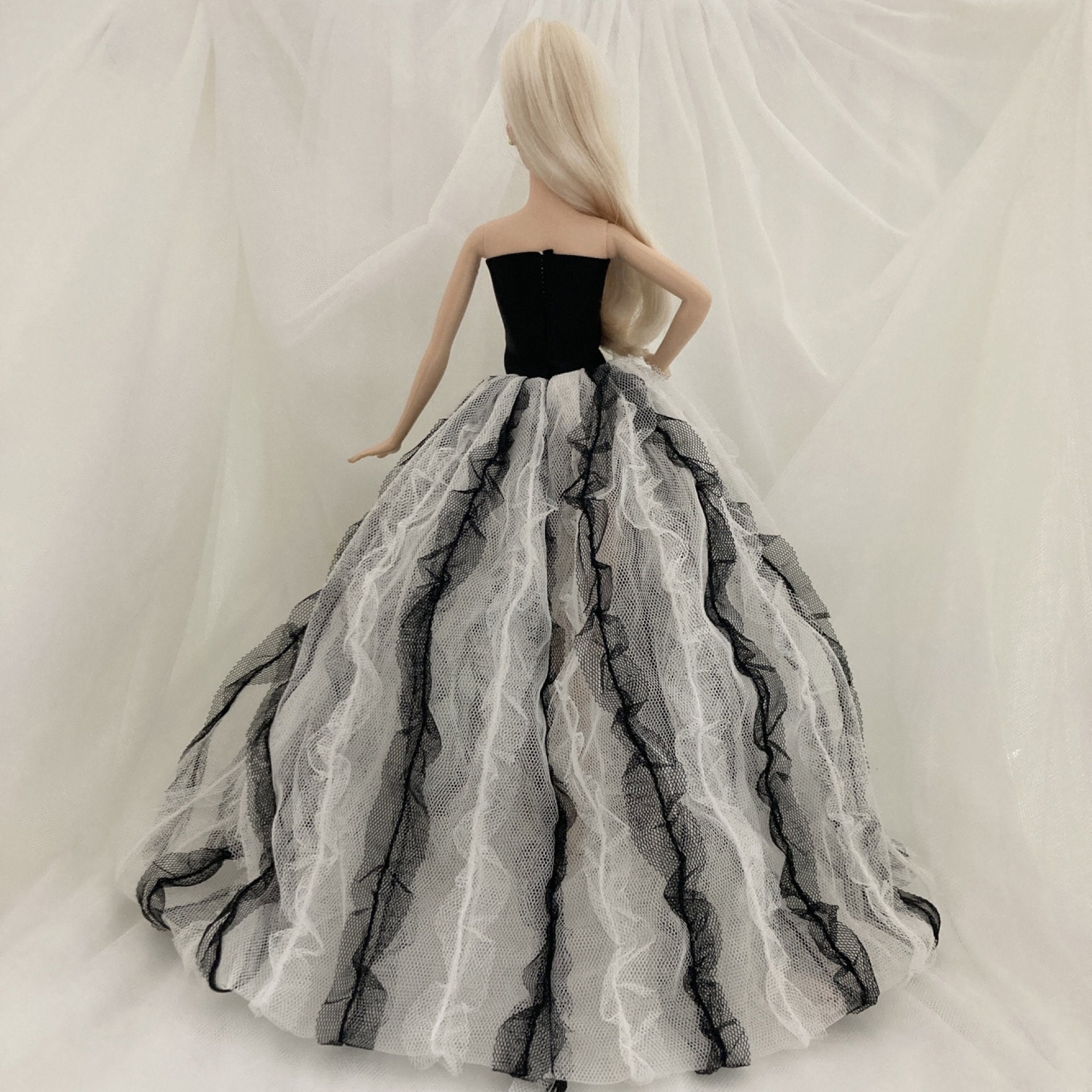 white wedding dress black veil