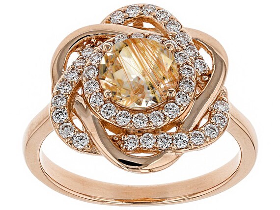 Unique Golden Rutile Engagement Ring 