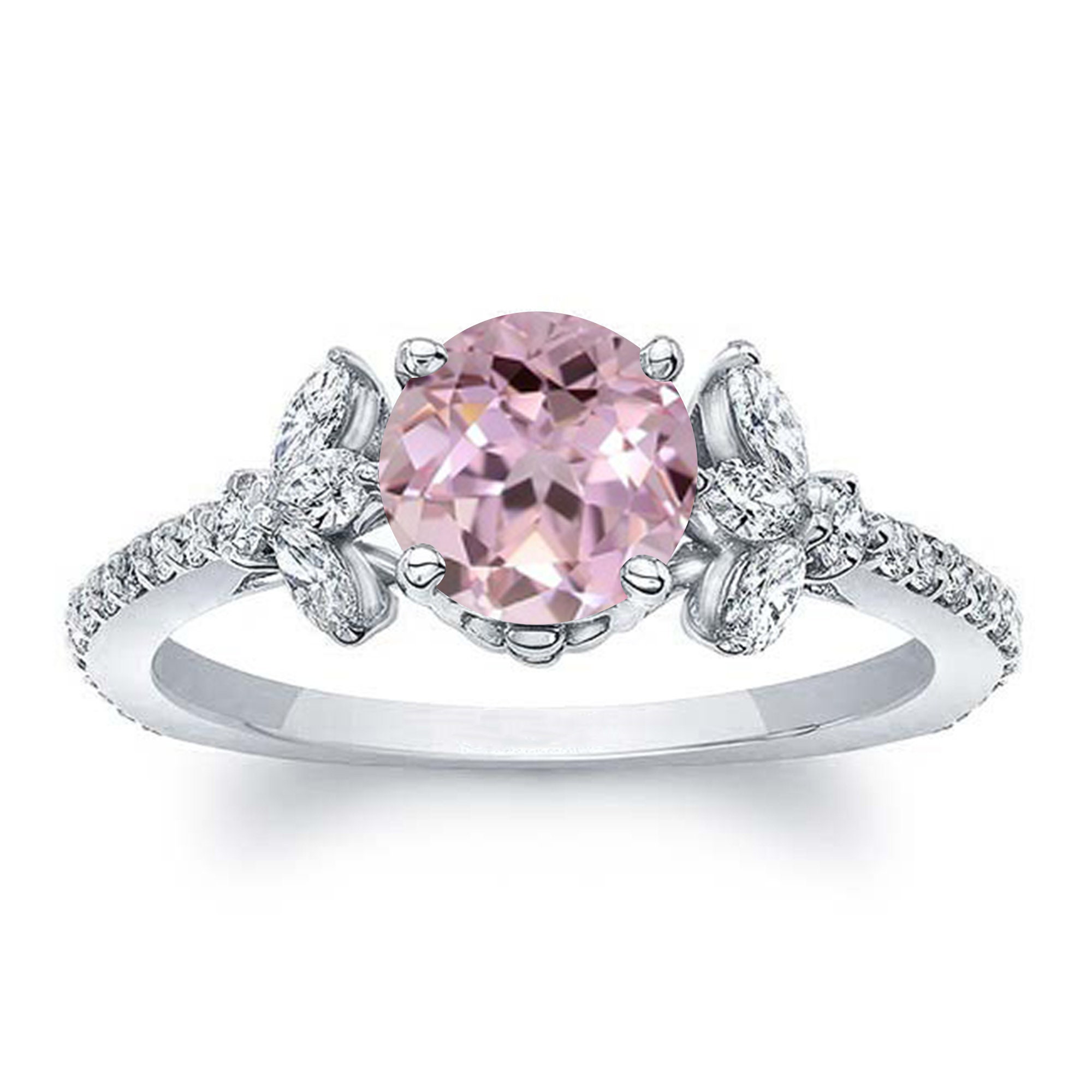 Pink Moissanite Ring Pink Moissanite Engagement Ring Art Etsy