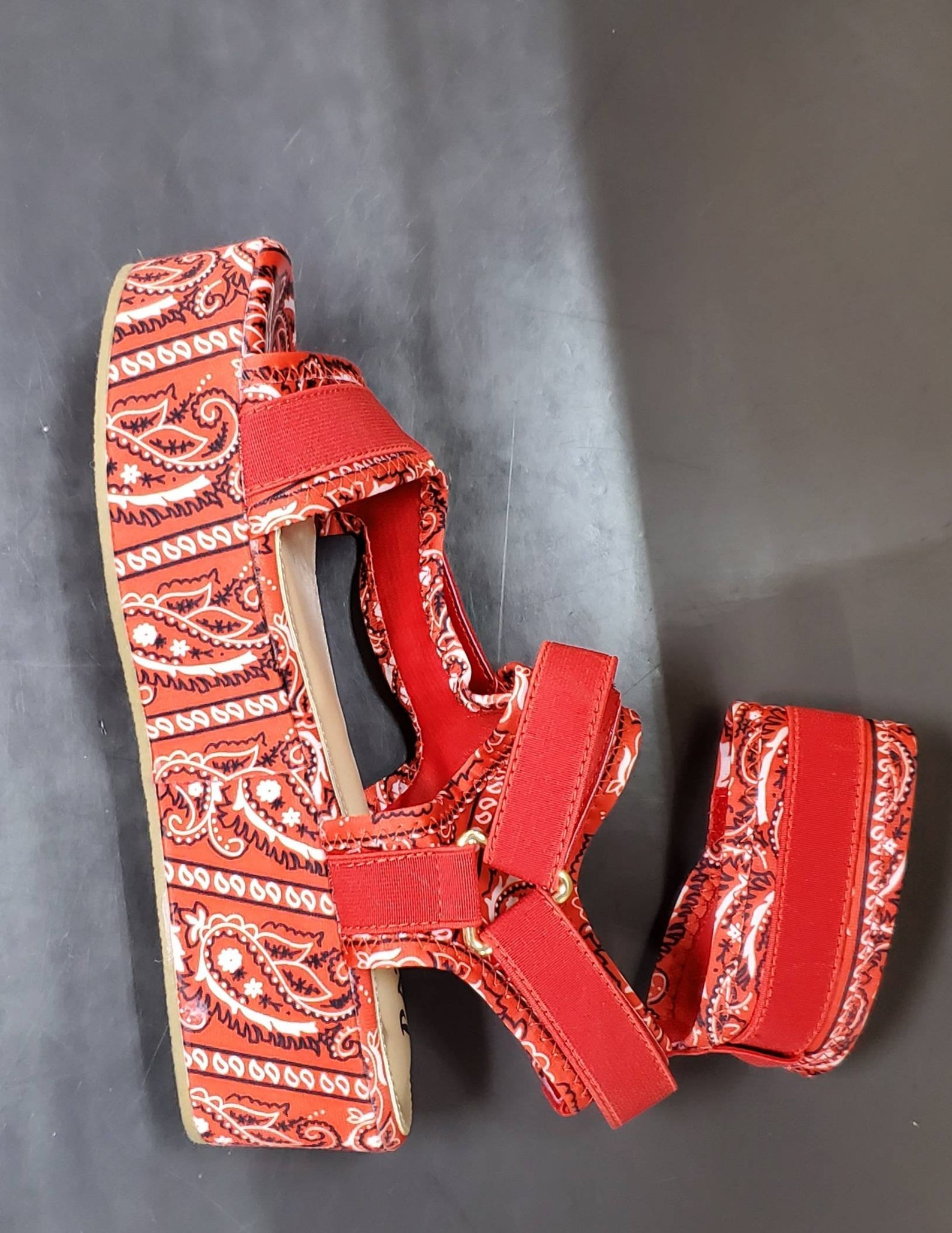 black bandana platform heels
