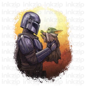 Mandalorian Holding Grogu PNG file