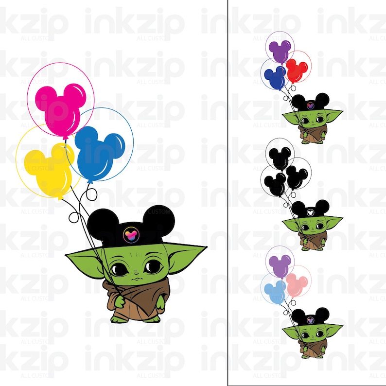 Baby Yoda Ears Balloons PNG File Different Colors Etsy