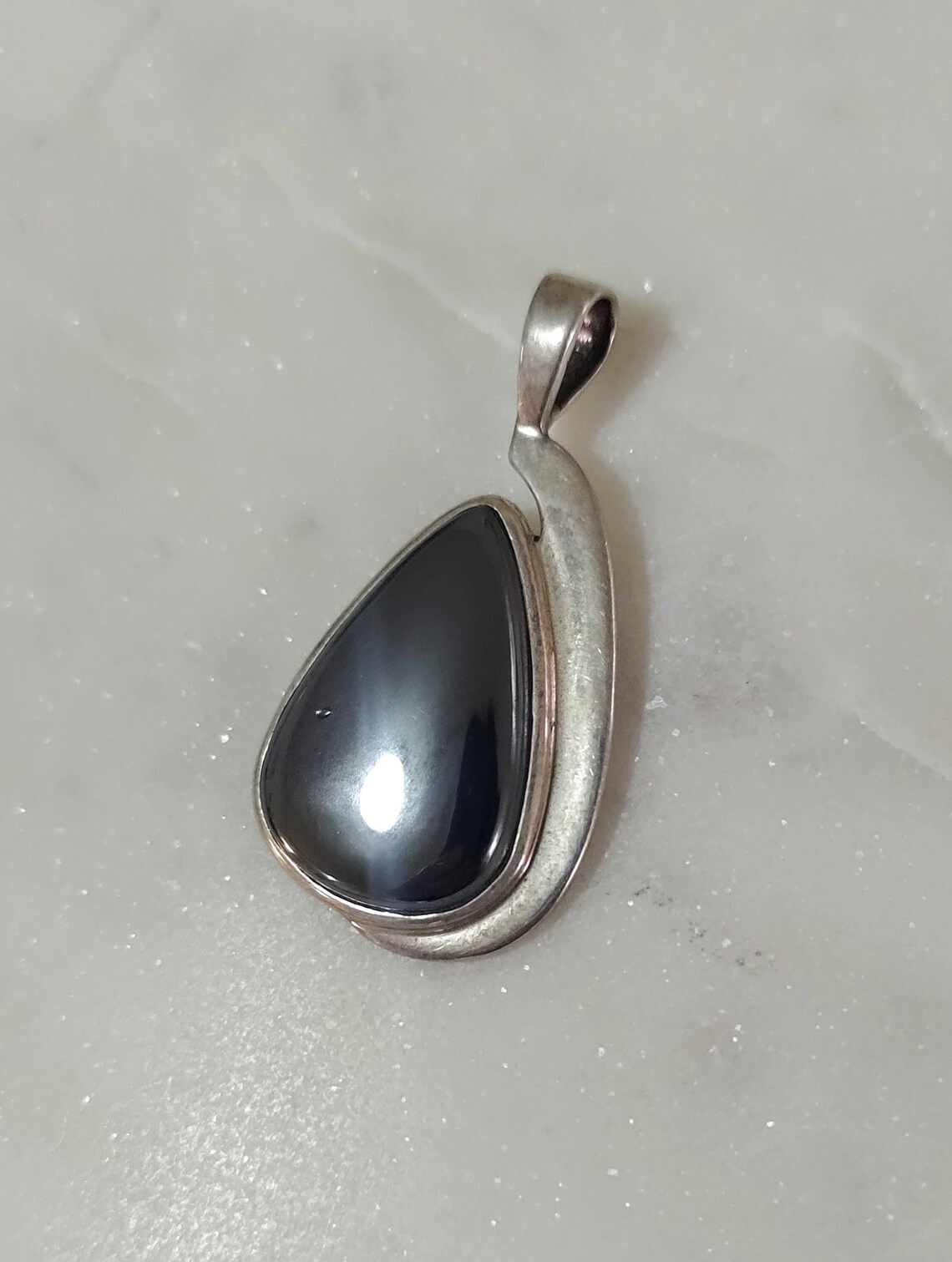 Hematite Black Alaskan Diamond Sterling Silver Smooth Pendant Etsy