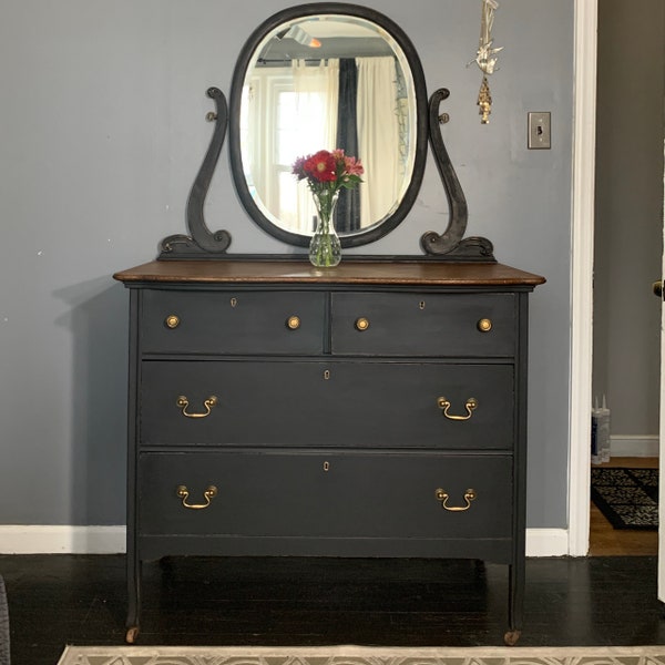 Antique Dresser With Mirror Etsy