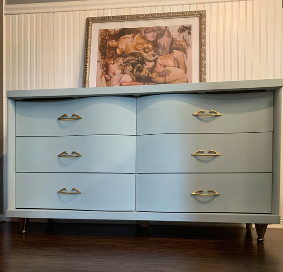 princess polly baby blue dress Storkcraft California Midnight Blue and Driftwood 6-Drawer 47.72 in. Wide  Dresser 03766-207M main image 0