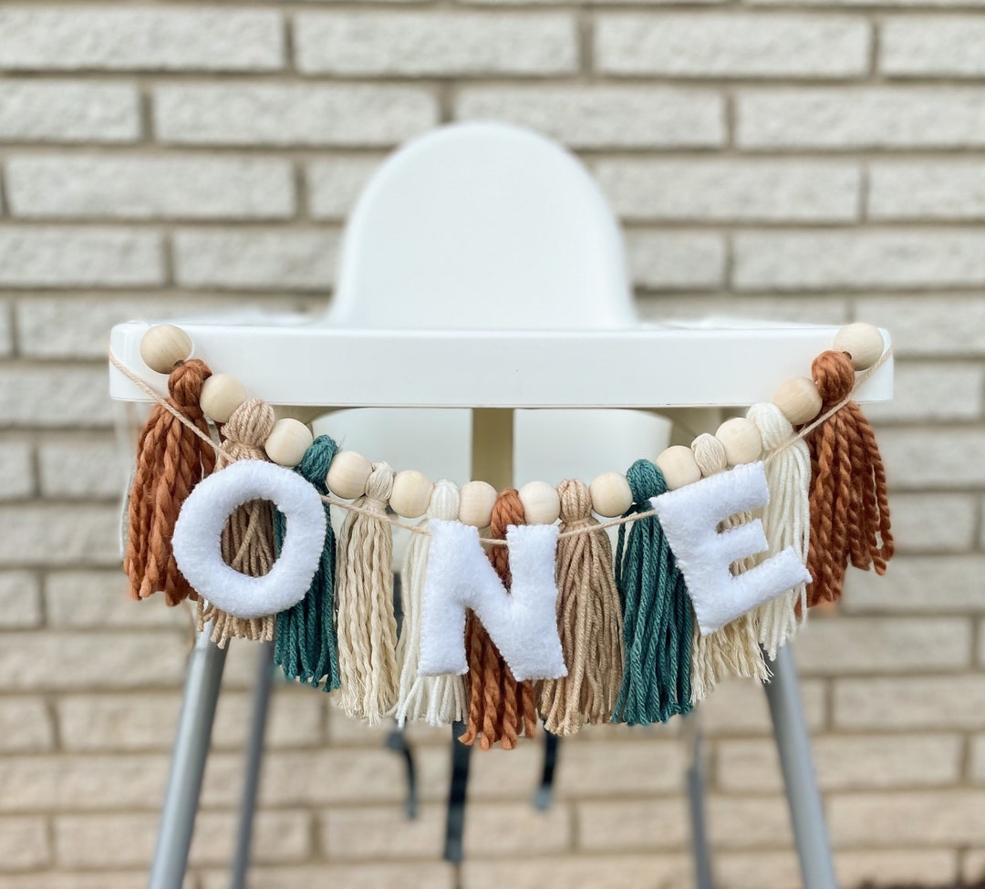 Teal High Chair Garland, Birthday Party Garland, One Year Old Birthday