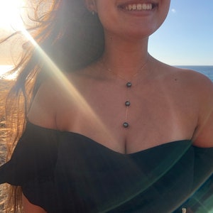 Collier goutte triple perle de Tahiti
