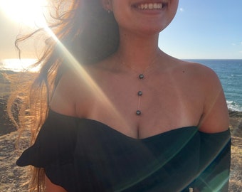 Triple Tahitian Pearl drop necklace
