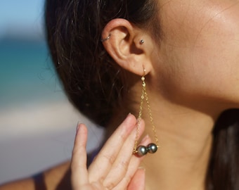 Tahitian Pearl triangle earrings