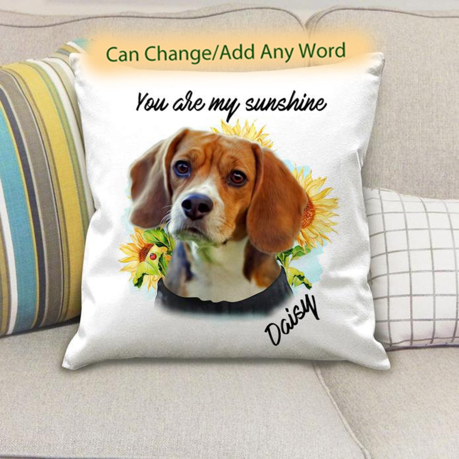 You Are My Sunshine Pillow Custom Dog Cat Photo Upload Etsy