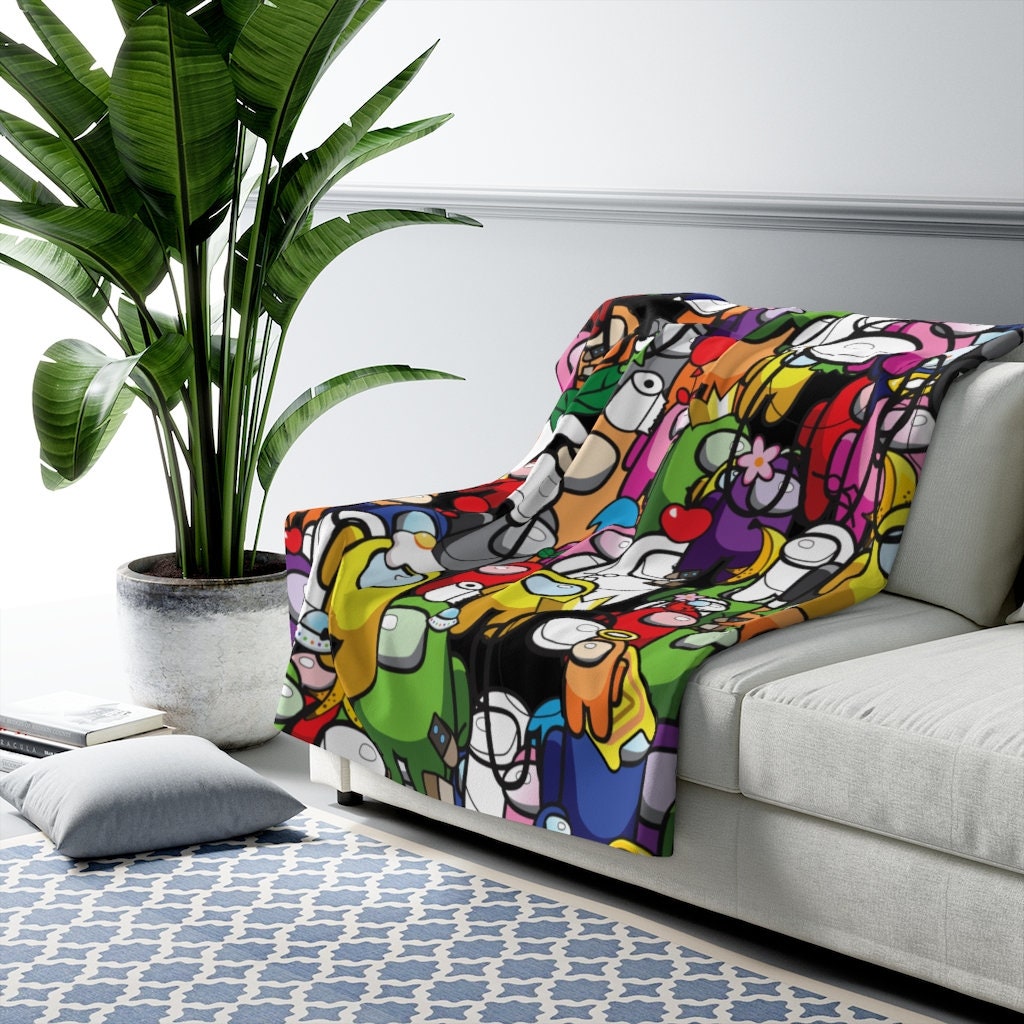 Among Us Inspired Blanket Sherpa Fleece Blanket Colourful Blanket Art