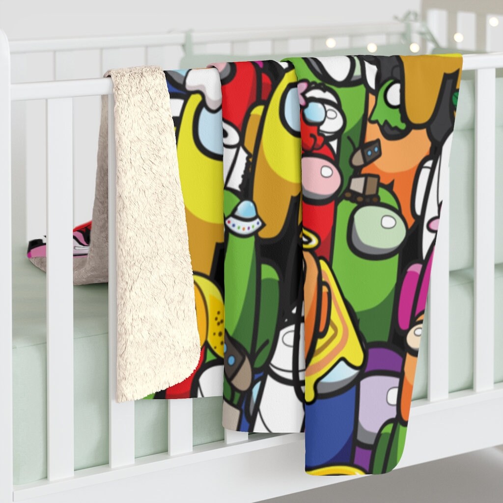 Among Us Inspired Blanket Sherpa Fleece Blanket Colourful Blanket Art Print Gift4Fan The