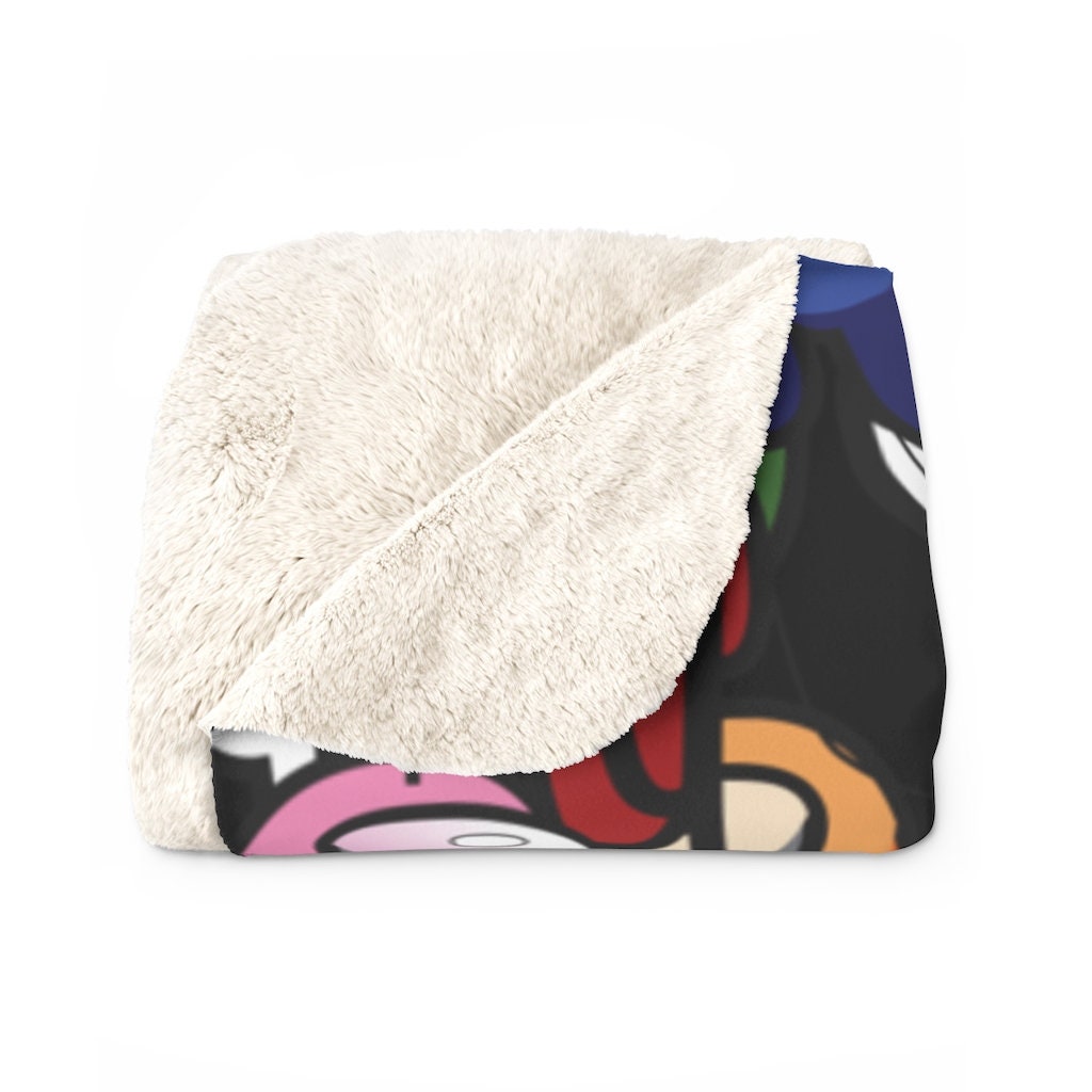 Among Us Inspired Blanket Sherpa Fleece Blanket Colourful Blanket Art Print Gift4Fan The