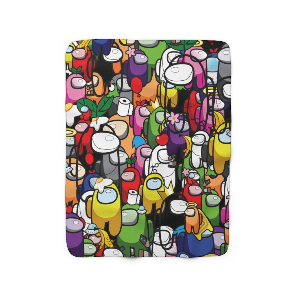 Among Us Inspired Blanket Sherpa Fleece Blanket Colourful Blanket Art Print Gift4Fan The