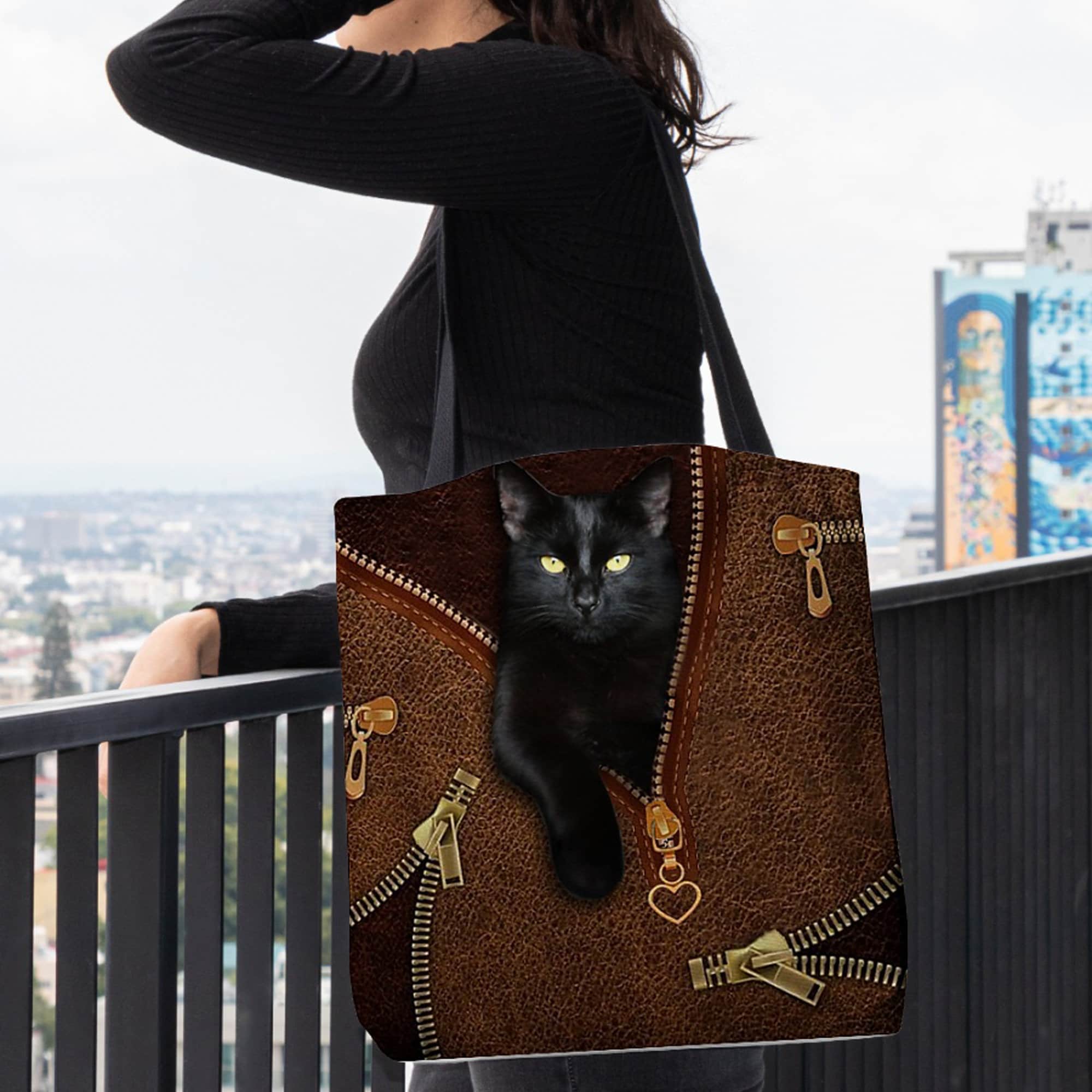 Black Cat Kitten Tote Bags Canvas Tote Bags Personalized Etsy
