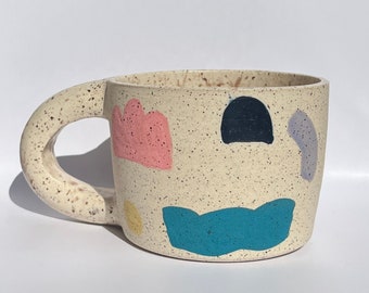 The Abstract Shapes Mug, handmade ceramic coffee mug, pottery mug handmade