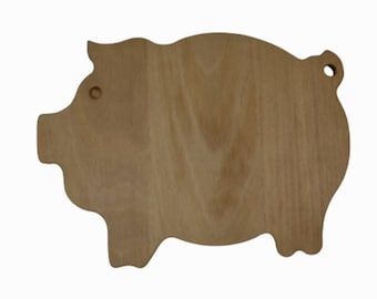 Planche à découper forme de cochon en bambou - Beige - L 49 x P 27,5 cm