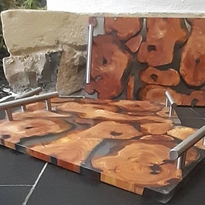 Wood and resin tray