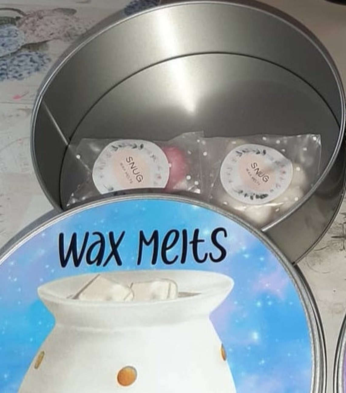 Personalised wax melt storage tin wax melt container wax Etsy