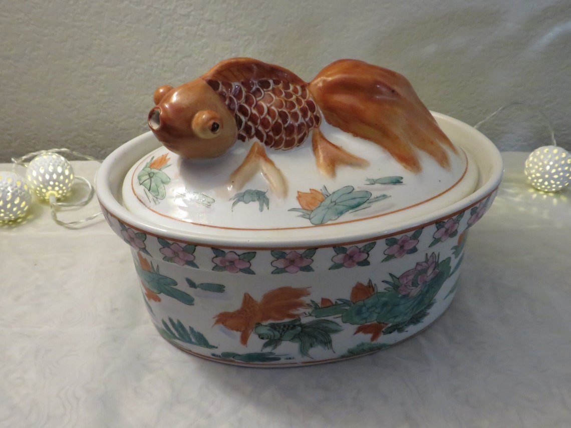Vintage Japanese Ceramic Koi Fish Ceramic Dish Etsy
