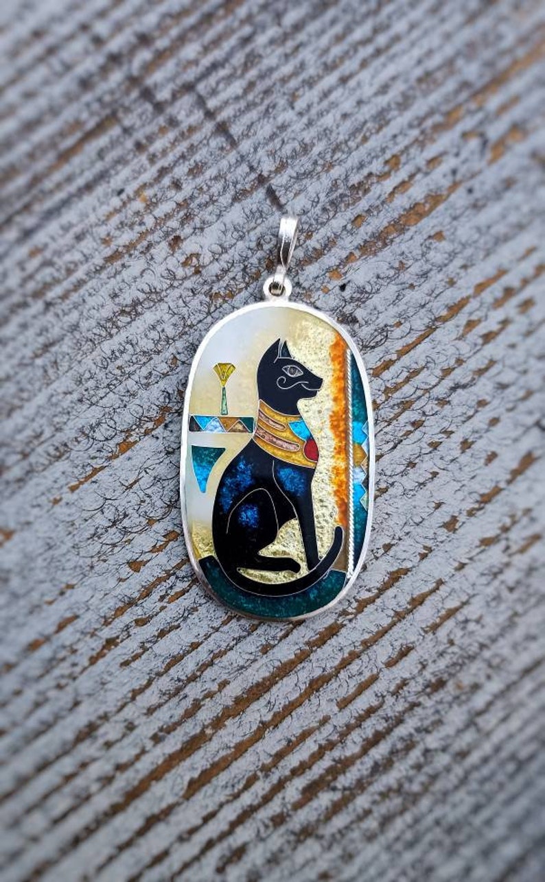 Egyptian Black Cat Pendant/bastet Goddess/sterling Etsy