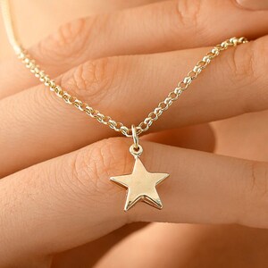 14k Gold Rolo Chain w/Star Pendant Celestial Layering Star