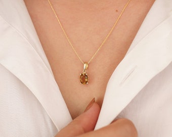 14k Gold Diaspore Necklace | Color-Changing Turkish Gem Minimal Elegant Jewelry