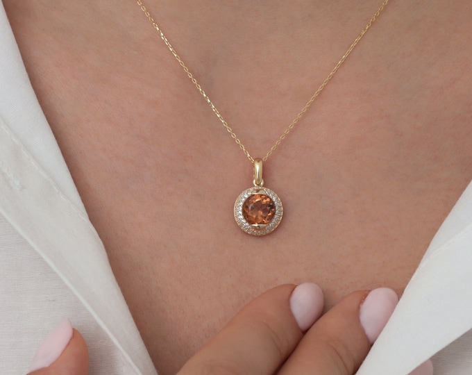 14k Gold Diaspore Gemstone Necklace | Color-Changing Necklace, Turkish Diaspore Stone Necklace, Pisces Birthstone Jewelry, Gift for Her