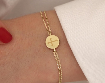 14k Gold Ash Urn Bracelet | Round Disc Memorial Keepsake for Pet or Loved One