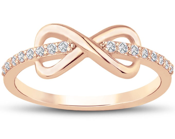 Diamond Infinity Ring | Diamond Paved Band with Infinity Symbol | Proposal Ring, Engagement Ring & Bridesmaid Gift | Valentine's Day Gift