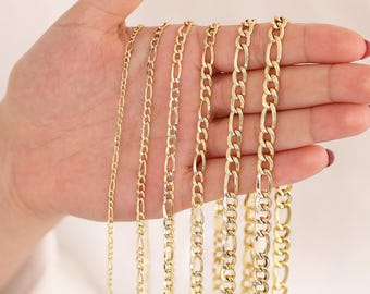 14k Gold 6mm Figaro Chain Necklace | Bold Cuban Chain, Thick Figaro Link Chain, Layering Unisex Chain, Statement Jewelry, Anniversary Gift