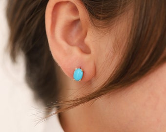 14k Gold Turquoise Earrings | Genuine Gemstone Sagittarius Birthstone Jewelry