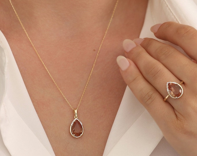 14K Gold Diaspore Stone Necklace | Turkish Gemstone Jewelry, Gold Diaspore Necklace, Color-Shifting Jewel, Pisces Birthstone, Gift For Her