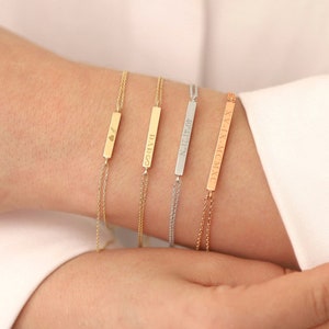 14k Gold Bar Urn Bracelet | Cremation Ash Holder Bracelet, Name Bar Bracelet, 10k Gold Custom Four Sided Engraved Urn Bracelet for Pet Loss