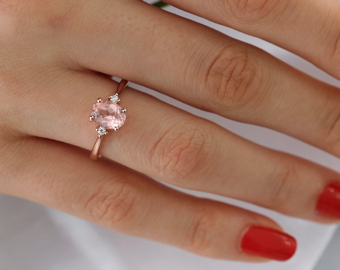 14k Gold Morganite Ring | Heart Chakra Taurus Pisces Gemstone