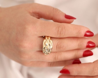 14k Gold Thick Dome Ring | Bold Chunky Stackable Boho Anniversary Jewelry