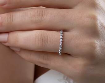 14k Gold Diamond Half Eternity Ring | Semi Set Wedding Engagement Band