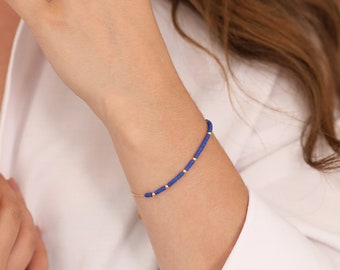 14k Gold Lapis Lazuli Bracelet | Coral Turquoise Mix Natural Gem Beads