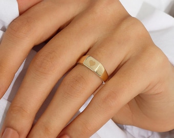 14k Gold Bold Initial Ring | Engravable Personalized Stackable Statement