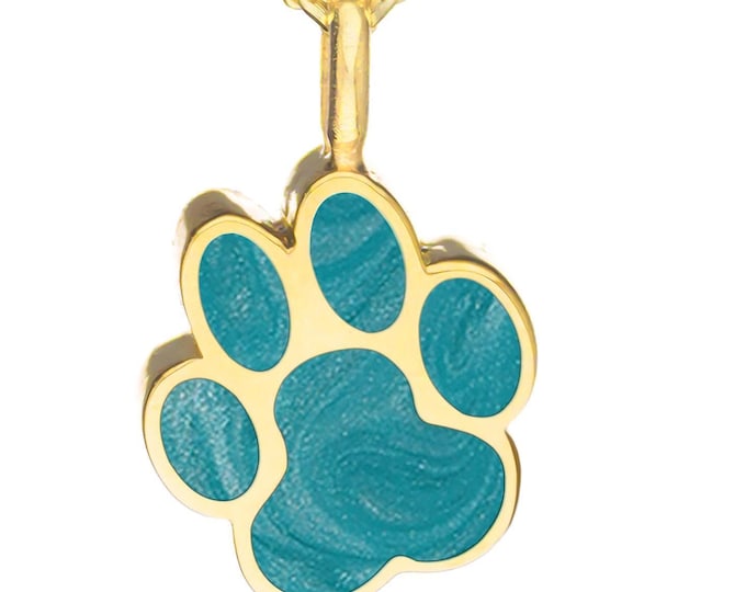 14k Gold Enamel Paw Urn Necklace | Real Gold Ash Holder for Pets, Colorful Memorial Pendant for Dog or Cat Loss | Grief & Remembrance Gift