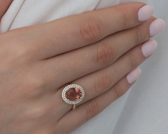 14k Gold Oval Diaspore Ring | Turkish Color-Changing Gem Pisces Birthstone