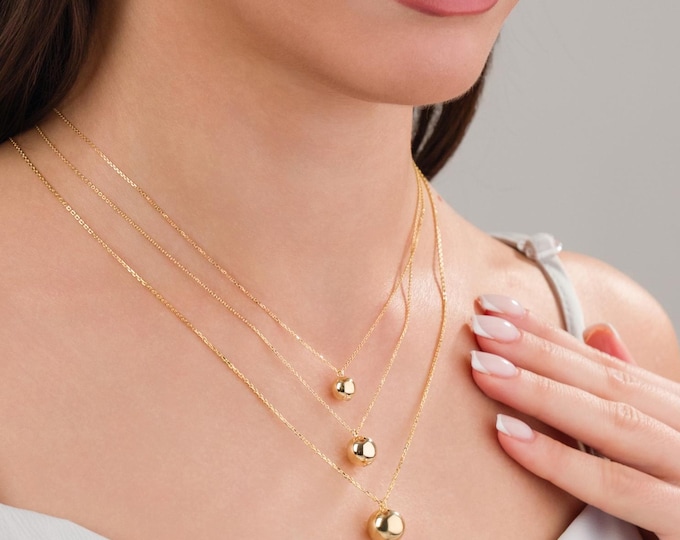 10k Gold Ball Urn Necklace | 12mm Round Cremation Ash Holder Pendant