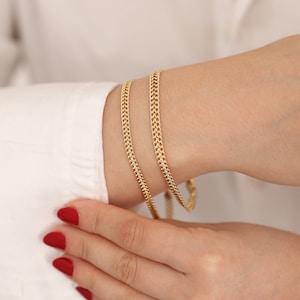 14k Gold Bismarck Chain Bracelet | Thick Heavy Elegant Statement Link Design