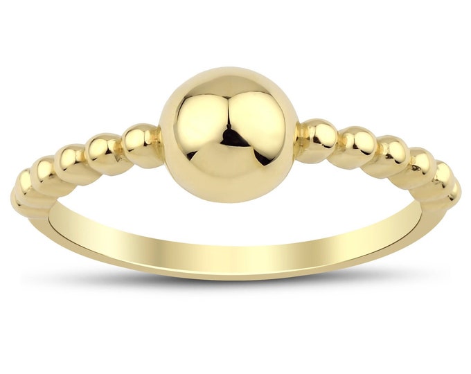 14k Gold Beaded Bubble Ring | Chunky 3DBold Sphere Eternity Rings, Retro Boho Statement Jewelry, Christmas Gift, Birthday Gift, Gift for Her