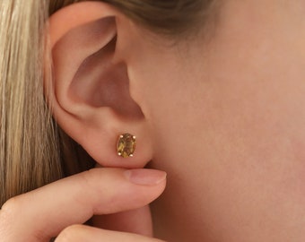 14k Gold Diaspore Earrings | Color-Changing Turkish Gem Minimal Elegant Design