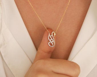 14k Gold Swan Pendant Necklace | Minimal Bird Animal Charm Dainty Jewelry