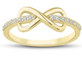 Diamond Infinity Ring | Diamond Paved Band with Infinity Symbol, Proposal Ring, Engagement Ring & Bridesmaid Gift, Valentine's Day Gift