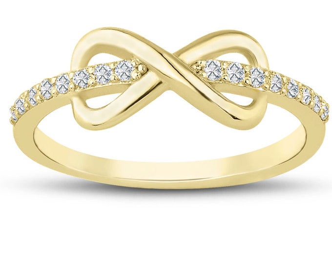 Diamond Infinity Ring | Diamond Paved Band with Infinity Symbol, Proposal Ring, Engagement Ring & Bridesmaid Gift, Valentine's Day Gift