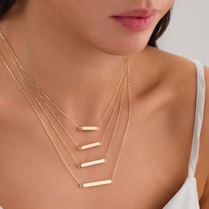 2025 New Style! | 14k Gold Engraved Horizontal Bar Urn Necklace | Cremation Human Ash Holder Necklace | Keepsake Pendant, Memorial Gift