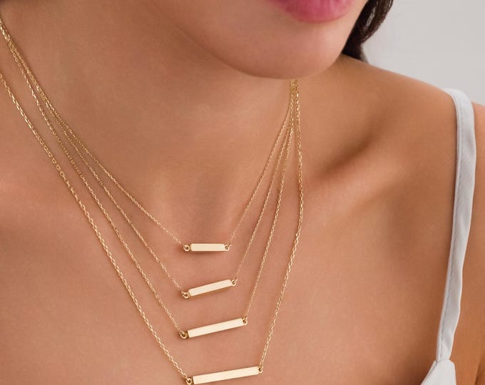 2025 New Style! | 14k Gold Engraved Horizontal Bar Urn Necklace | Cremation Human Ash Holder Necklace | Keepsake Pendant, Memorial Gift